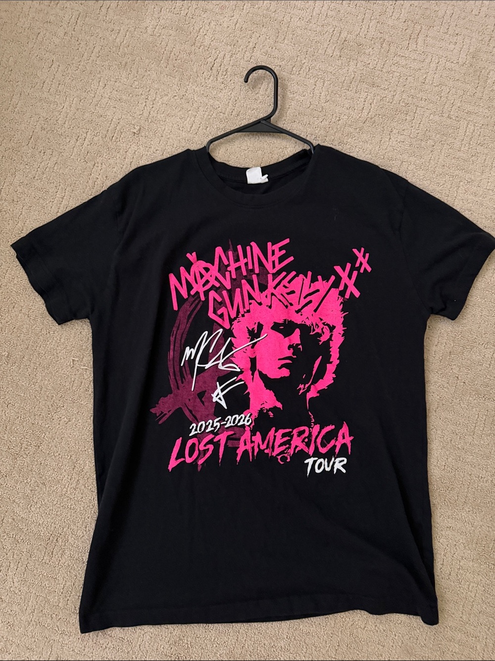 MGK Lost America Tour Graphic Tee - Black with Hot Pink Print